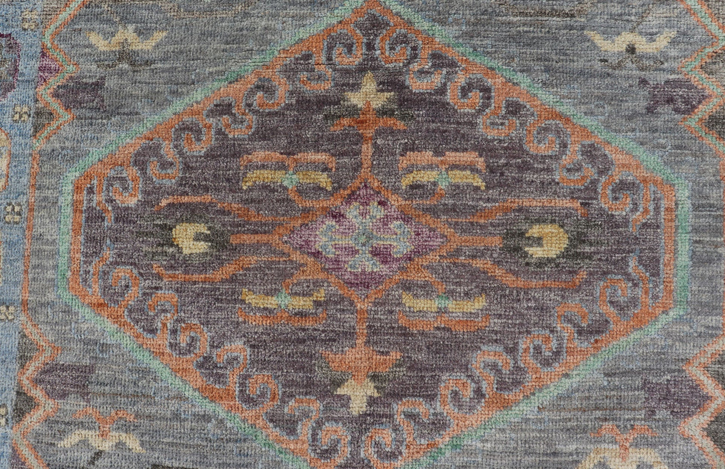Measures: 3'10 x 5'10 Modern Oushak Medallion Motif's by Keivan Woven Arts. Keivan Woven Arts; rug AWR - 5149 Country of Origin: Afghanistan Type: Oushak Design. The border and field are covered in floral - like motifs filled with colors such as on ... - Keivan Woven ArtsAWR - 5149 - 17172Rug