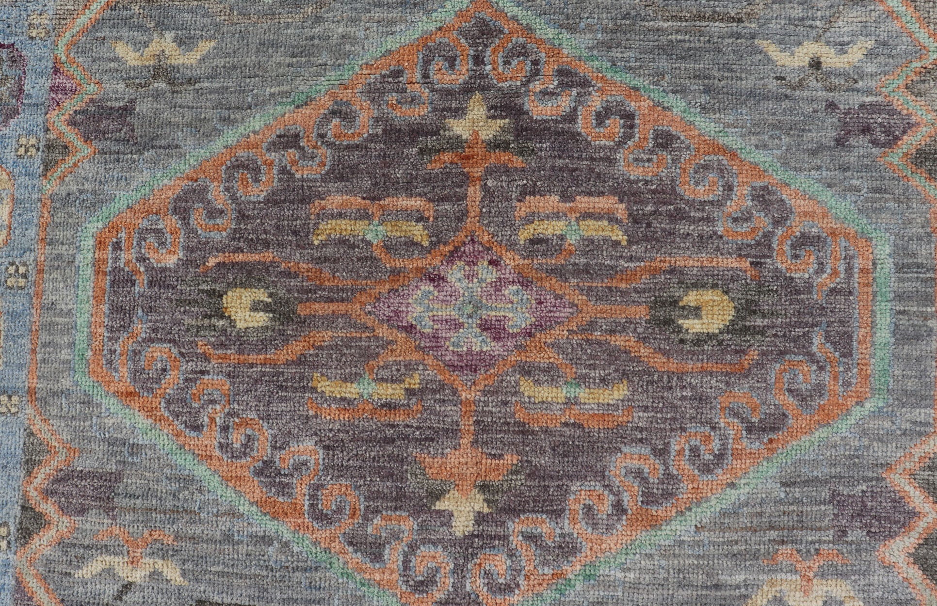Measures: 3'10 x 5'10 Modern Oushak Medallion Motif's by Keivan Woven Arts. Keivan Woven Arts; rug AWR - 5149 Country of Origin: Afghanistan Type: Oushak Design. The border and field are covered in floral - like motifs filled with colors such as on ... - Keivan Woven ArtsAWR - 5149 - 17172Rug