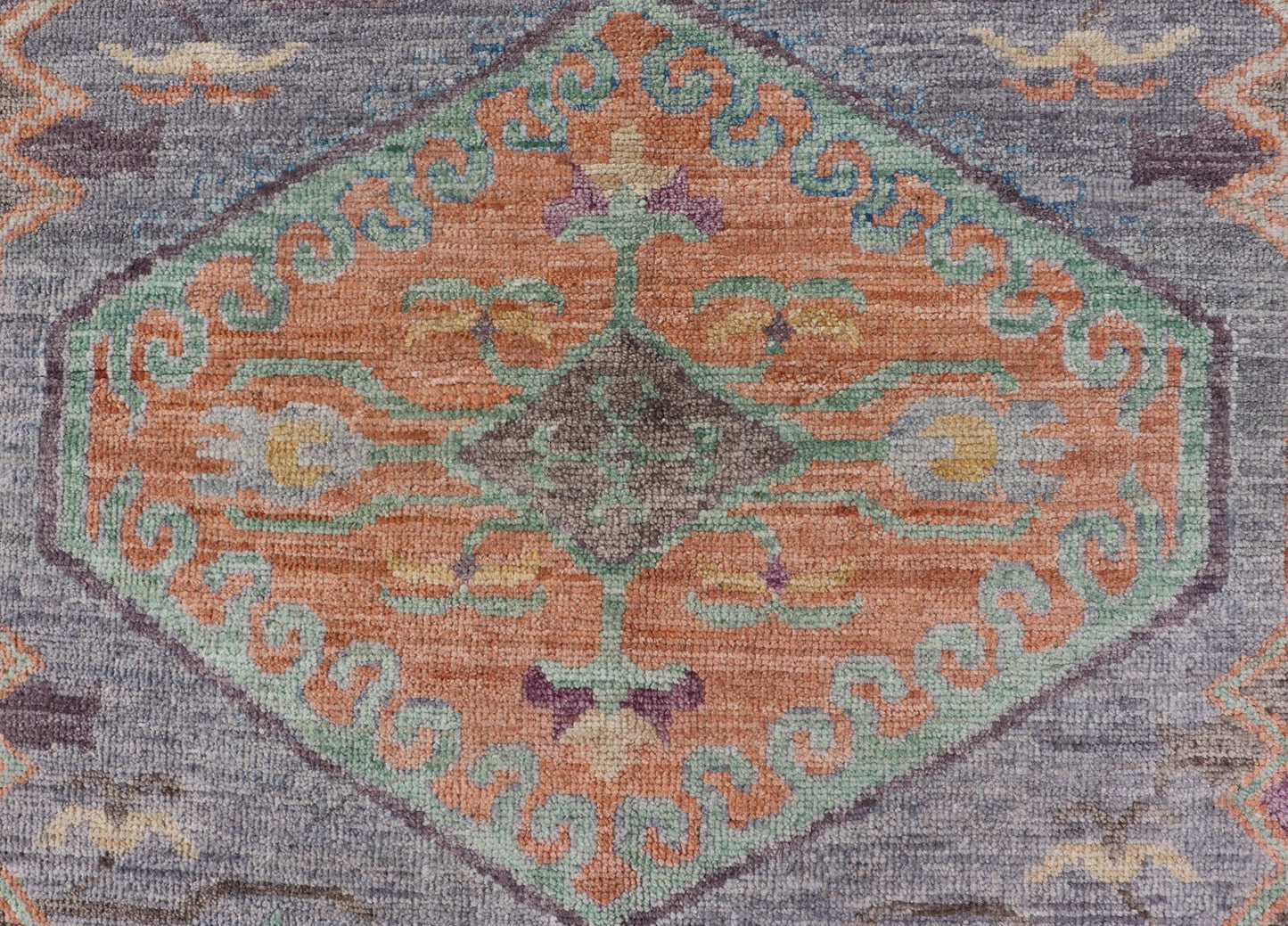 Measures: 3'10 x 5'10 Modern Oushak Medallion Motif's by Keivan Woven Arts. Keivan Woven Arts; rug AWR - 5149 Country of Origin: Afghanistan Type: Oushak Design. The border and field are covered in floral - like motifs filled with colors such as on ... - Keivan Woven ArtsAWR - 5149 - 17172Rug