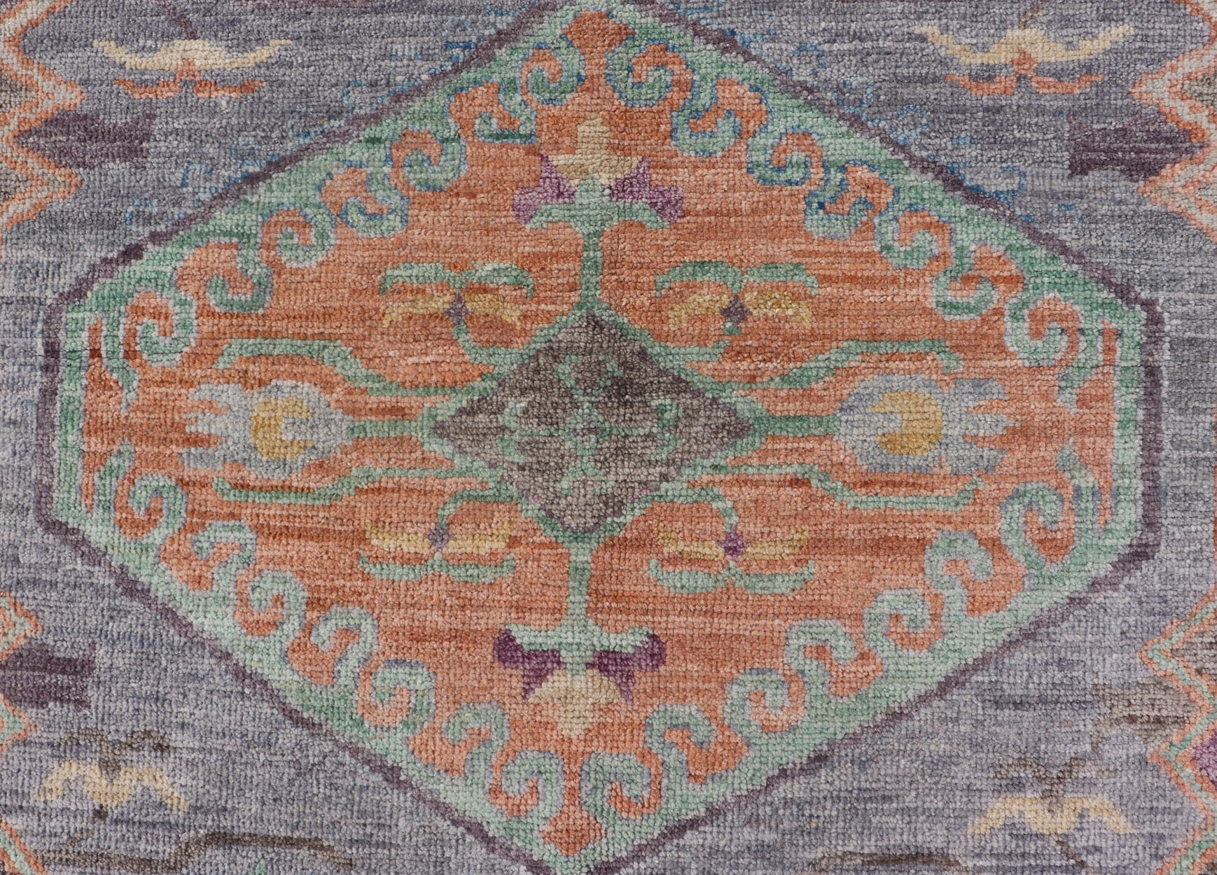 Measures: 3'10 x 5'10 Modern Oushak Medallion Motif's by Keivan Woven Arts. Keivan Woven Arts; rug AWR - 5149 Country of Origin: Afghanistan Type: Oushak Design. The border and field are covered in floral - like motifs filled with colors such as on ... - Keivan Woven ArtsAWR - 5149 - 17172Rug