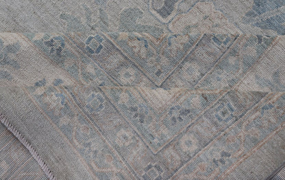 Large Modern Oushak Rug with Soft Floral Motifs on Light Gray Background Very Large Modern Afghan Oushak rug with soft floral motifs on light gray background. Keivan Woven Arts; rug AWR - 556 Country of Origin: Afghanistan Type: Oushak Design: Flo... - Keivan Woven ArtsAWR - 556 - 21331Rug