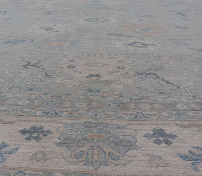 Large Modern Oushak Rug with Soft Floral Motifs on Light Gray Background Very Large Modern Afghan Oushak rug with soft floral motifs on light gray background. Keivan Woven Arts; rug AWR - 556 Country of Origin: Afghanistan Type: Oushak Design: Flo... - Keivan Woven ArtsAWR - 556 - 21331Rug