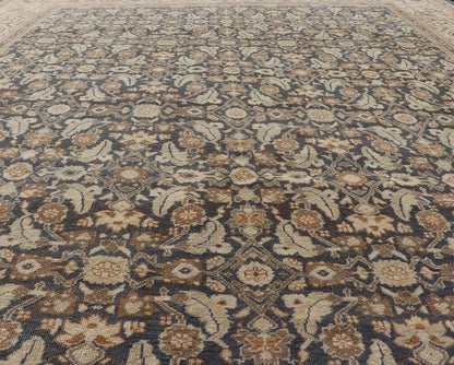 Measures: 9'7 x 11'7 Modern Tabriz Design with Sub - Geometric Herati Design On A Blue Background. Floral Herati Tabriz, Keivan Woven Arts/rug AWR - 59, country of origin / type: Egypt / Tabriz Design, circa 2020s. This hand knotted Modern Tabriz de... - Keivan Woven ArtsAWR - 59 - 23163