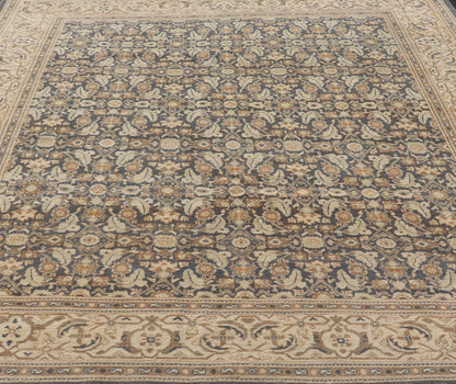 Measures: 9'7 x 11'7 Modern Tabriz Design with Sub - Geometric Herati Design On A Blue Background. Floral Herati Tabriz, Keivan Woven Arts/rug AWR - 59, country of origin / type: Egypt / Tabriz Design, circa 2020s. This hand knotted Modern Tabriz de... - Keivan Woven ArtsAWR - 59 - 23163