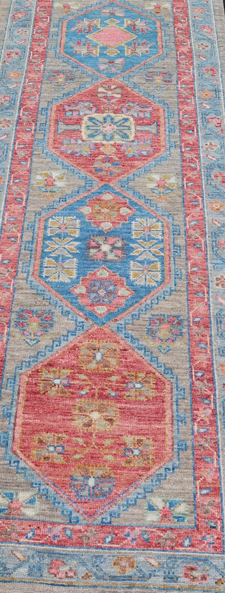 Anatolian Oushak Short Runner with Geometric Design with Fine Weave Anatolian reproduction Oushak Runner, Keivan Woven Arts; rug AWR - 6033 Country of Origin: Afghanistan Type: Oushak Design: Medallion, Floral Motif & Medallion Measures; 2'... - Keivan Woven ArtsAWR - 6033 - 19887Rug