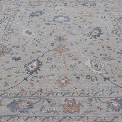 Large Afghan Floral Oushak with Muted Background in Wool With All - Over Design This hand - knotted Oushak has a very classic feel with a slight twist. This rug only has one background color, reaching from border to field in a muted gray tone. The d... - Keivan Woven ArtsAWR - 6041 - 19983Rug