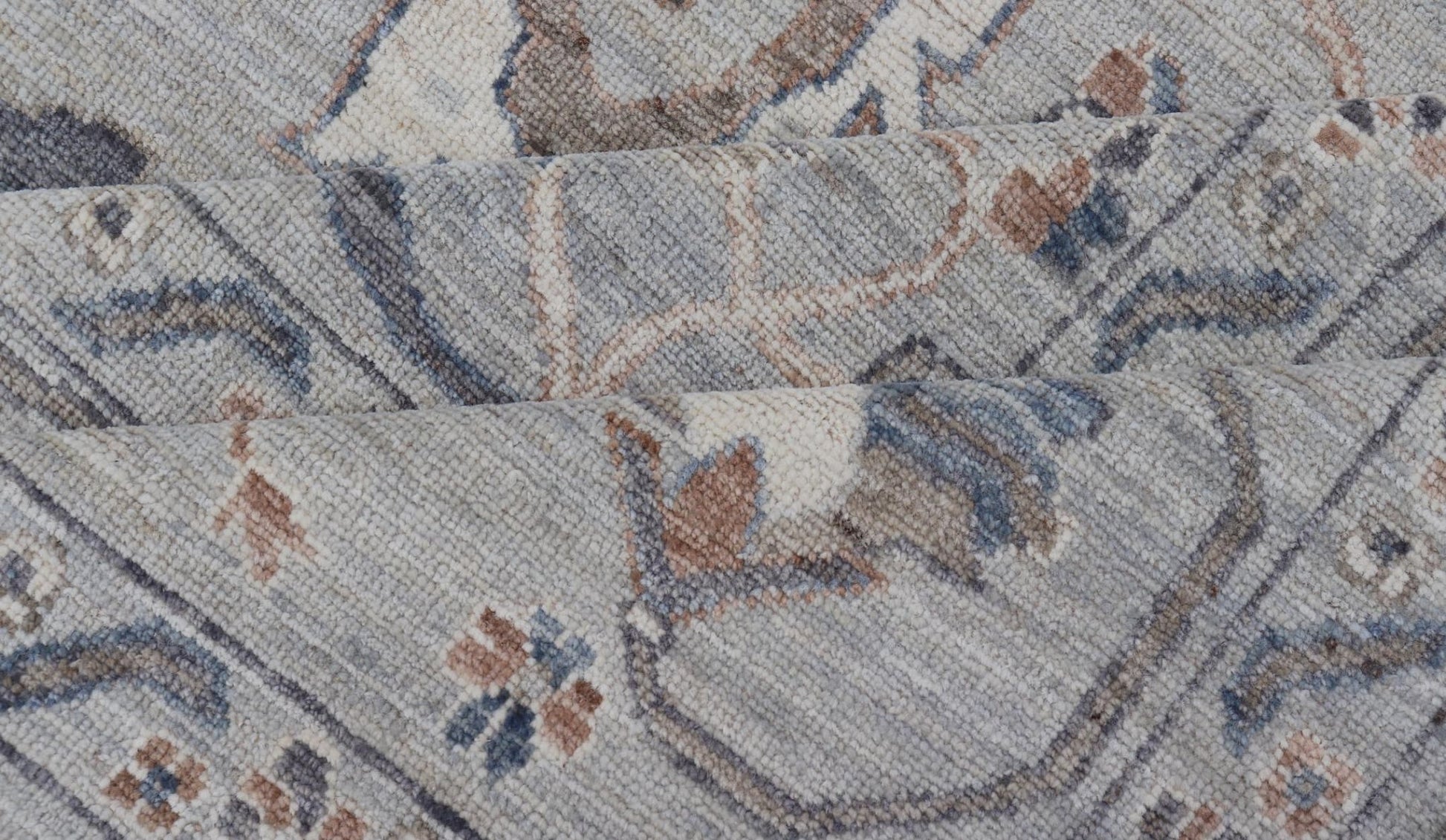Large Afghan Floral Oushak with Muted Background in Wool With All - Over Design This hand - knotted Oushak has a very classic feel with a slight twist. This rug only has one background color, reaching from border to field in a muted gray tone. The d... - Keivan Woven ArtsAWR - 6041 - 19983Rug