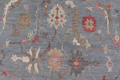 Large Afghan Oushak Design with All - Over Multi Colored Floral Design in Wool This piece has very rich colors, from the enhanced dark gray - blue background, to the saturated tropical pinks and blues, oranges and taupe used in the design, The sligh... - Keivan Woven ArtsAWR - 6045 - 19995Rug