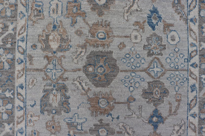 Hand - Knotted All - Over Floral Modern Oushak With Light Brown Border This beautiful contemporary piece starts with a floral border. The field has a modest silvery background with an all - over design rendered with earthy tones, such as wood brown, t... - Keivan Woven ArtsAWR - 6060 - 20001Rug