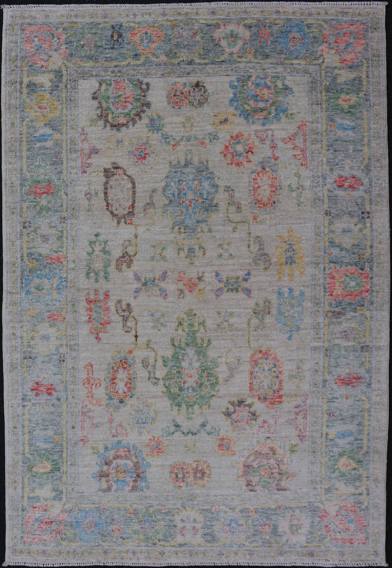 Modern All - Over Floral Oushak with Muted Background and Accent Colors. Measures: 4'2 x 6'2 Modern All - Over Floral Oushak with Muted Background and Accent Colors. Keivan Woven Arts: rug AWR - 6825 Country of Origin: Afghanistan Type: Oushak Design... - Keivan Woven ArtsAWR - 6825 - 23193Rug