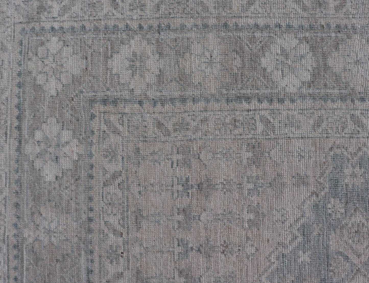 Modern Persian Shiraz Rug with Tribal Design in Light Blue Background and Taupe. Keivan Woven Arts/ rug AWR - 8003 Country of Origin: Afghanistan Type: Shiraz Design: Floral, Medallion Abstract - Tribal Measures: 8' x 9'9 This Shiraz present... - Keivan Woven ArtsAWR - 8003 - 21487Rug