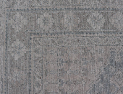 Modern Persian Shiraz Rug with Tribal Design in Light Blue Background and Taupe. Keivan Woven Arts/ rug AWR - 8003 Country of Origin: Afghanistan Type: Shiraz Design: Floral, Medallion Abstract - Tribal Measures: 8' x 9'9 This Shiraz present... - Keivan Woven ArtsAWR - 8003 - 21487Rug