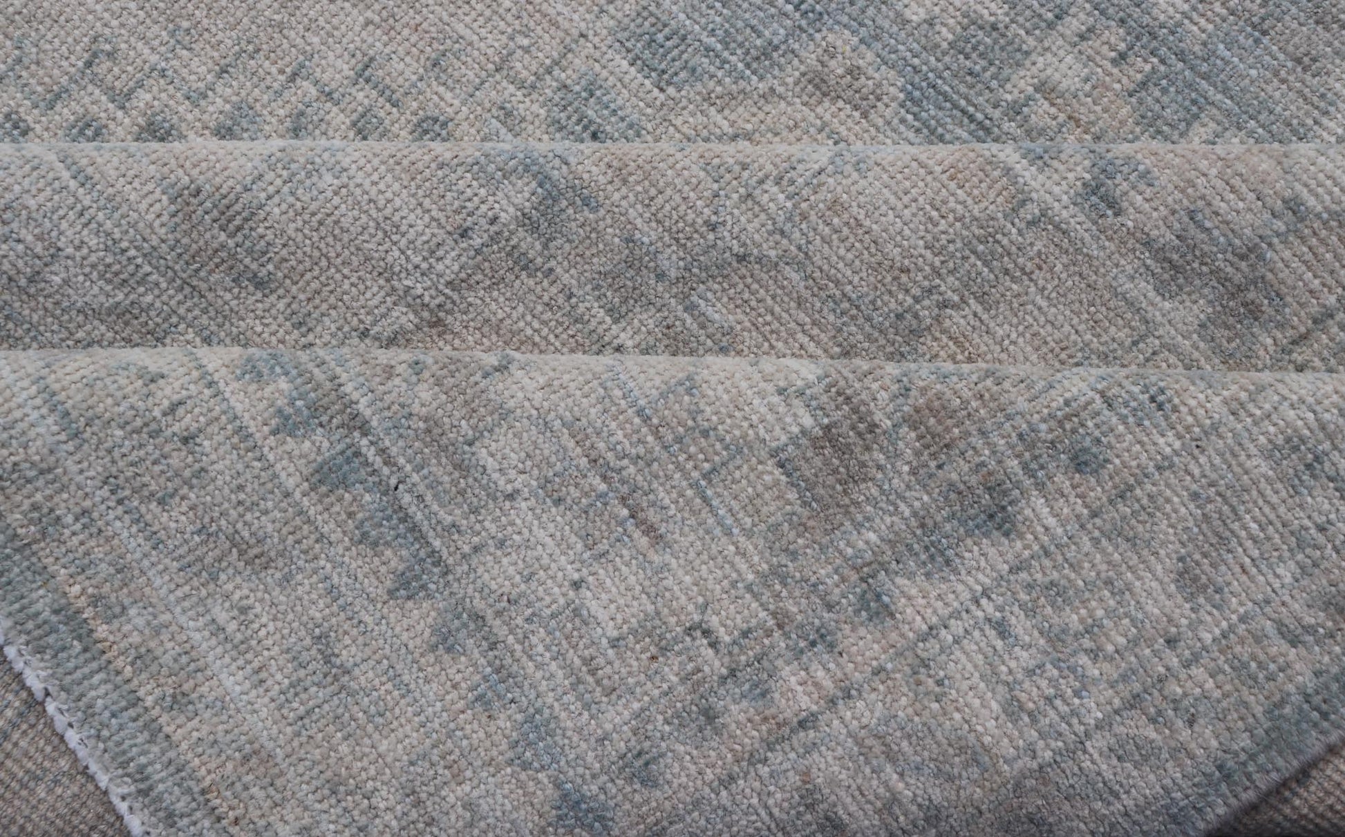Modern Persian Shiraz Rug with Tribal Design in Light Blue Background and Taupe. Keivan Woven Arts/ rug AWR - 8003 Country of Origin: Afghanistan Type: Shiraz Design: Floral, Medallion Abstract - Tribal Measures: 8' x 9'9 This Shiraz present... - Keivan Woven ArtsAWR - 8003 - 21487Rug