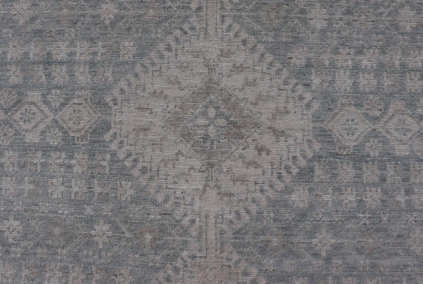Modern Persian Shiraz Rug with Tribal Design in Light Blue Background and Taupe. Keivan Woven Arts/ rug AWR - 8003 Country of Origin: Afghanistan Type: Shiraz Design: Floral, Medallion Abstract - Tribal Measures: 8' x 9'9 This Shiraz present... - Keivan Woven ArtsAWR - 8003 - 21487Rug