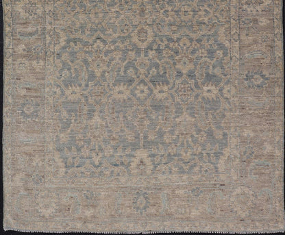 Modern Oushak Rug in All - Over Floral Motifs Modern Oushak Rug with a Light Ground and All - Over Floral Motifs. Keivan Woven Arts; rug AWR - 8008 Country of Origin: Afghanistan Type: Oushak Design: All - Over, Floral Measures: 3'8 x 5'10 Hand... - Keivan Woven ArtsAWR - 8008 - 21397Rug