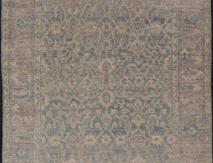 Modern Oushak Rug in All - Over Floral Motifs Modern Oushak Rug with a Light Ground and All - Over Floral Motifs. Keivan Woven Arts; rug AWR - 8008 Country of Origin: Afghanistan Type: Oushak Design: All - Over, Floral Measures: 3'8 x 5'10 Hand... - Keivan Woven ArtsAWR - 8008 - 21397Rug