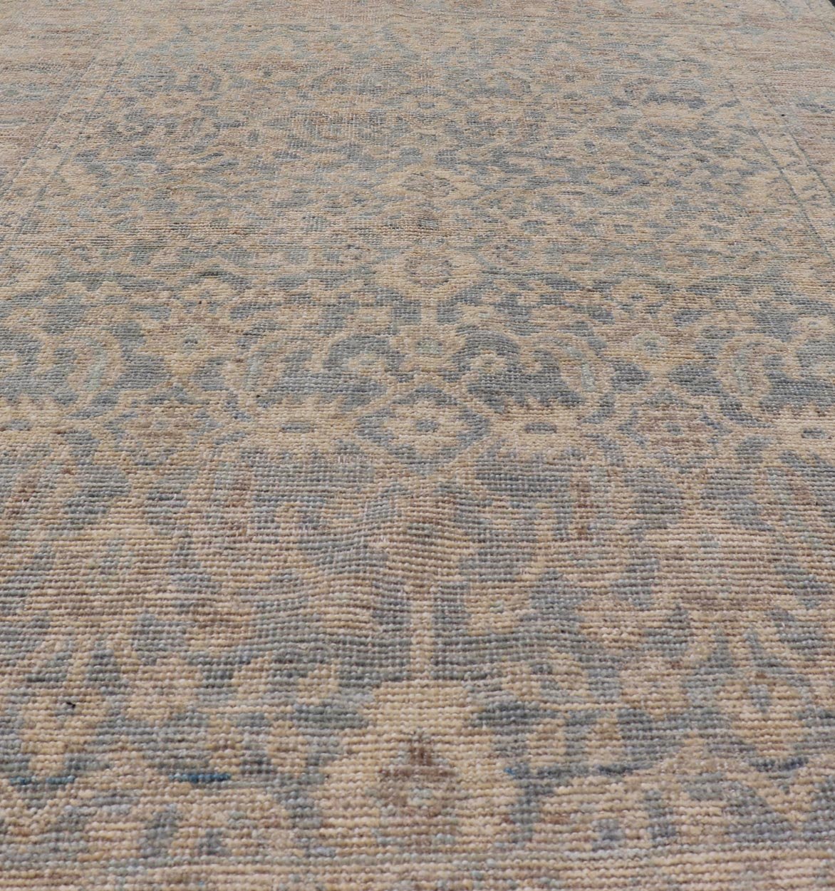 Modern Oushak Rug in All - Over Floral Motifs Modern Oushak Rug with a Light Ground and All - Over Floral Motifs. Keivan Woven Arts; rug AWR - 8008 Country of Origin: Afghanistan Type: Oushak Design: All - Over, Floral Measures: 3'8 x 5'10 Hand... - Keivan Woven ArtsAWR - 8008 - 21397Rug