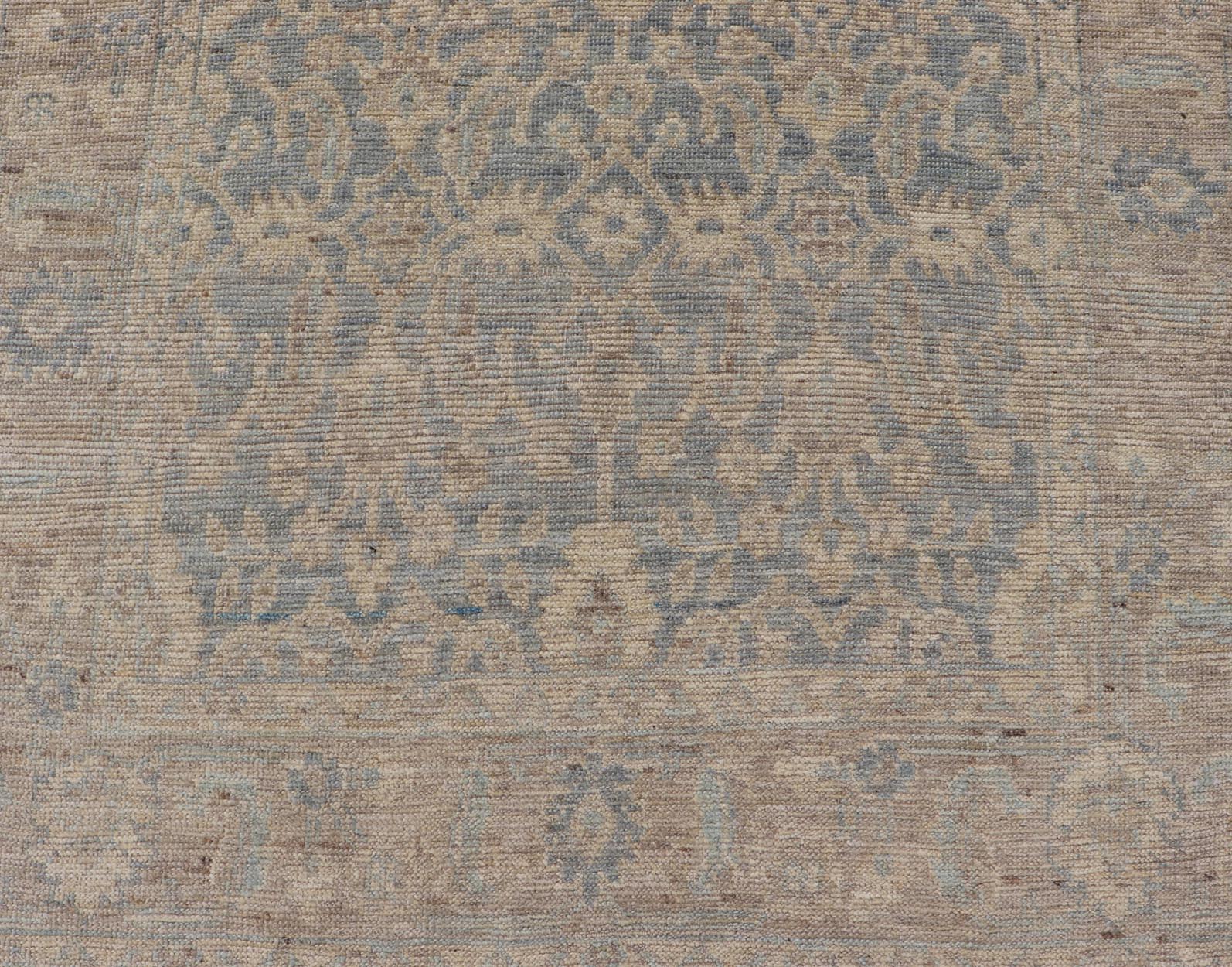 Modern Oushak Rug in All - Over Floral Motifs Modern Oushak Rug with a Light Ground and All - Over Floral Motifs. Keivan Woven Arts; rug AWR - 8008 Country of Origin: Afghanistan Type: Oushak Design: All - Over, Floral Measures: 3'8 x 5'10 Hand... - Keivan Woven ArtsAWR - 8008 - 21397Rug