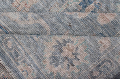 Modern Oushak Rug With in Light Gray Blue Background and All - Over Floral Motifs Modern Oushak Rug Keivan Woven Arts; rug AWR - 8052 Country of Origin: Afghanistan Type: Oushak Design: All - Over, Floral Measures: 5'11 x 9'1 Hand - Knotted in ... - Keivan Woven ArtsAWR - 8052 - 21251Rug