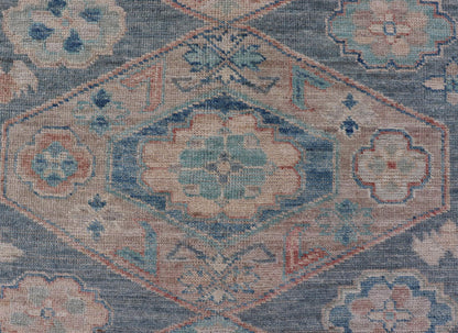 Modern Oushak With Three Large Medallion Design on a Blue - Gray Field. Keivan Woven Arts; rug AWR - 8184 Country of Origin: Afghanistan Type: Oushak Circa 2020 Measures: 5'2 x 7'0 This modern Oushak features large medallions in the center of a blu... - Keivan Woven ArtsAWR - 8184 - 21263Rug