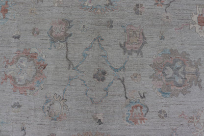 Large Oushak Rug with Floral Motifs & Muted Colorful Tones on Neutral Background, Large Modern Oushak Rug. Large Oushak Rug with Floral Motifs & Muted Colorful Tones on Neutral Background and Silver Gray. Keivan Woven Arts; rug AWR - 8347 Country... - Keivan Woven ArtsAWR - 8347 - 21337Rug