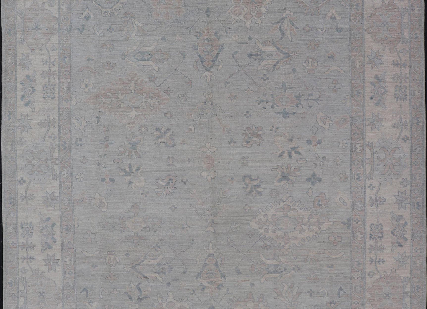 Modern All - Over Floral Oushak with Light Gray Background And Neutral Colors Keivan Woven Arts rug AWR - 8468 Country of Origin: Afghanistan Type: Oushak Design: Floral, All - Over, Abstract Floral. Measures: 9'0 x 11'9 This Oushak was hand - knott... - Keivan Woven ArtsAWR - 8468 - 21257Rug