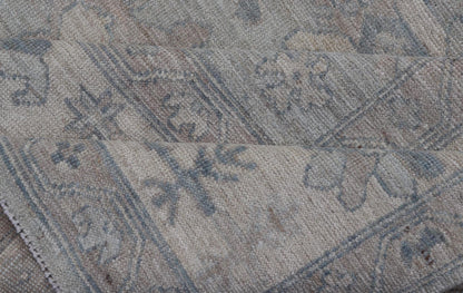 Modern All - Over Floral Oushak with Light Gray Background And Neutral Colors Keivan Woven Arts rug AWR - 8468 Country of Origin: Afghanistan Type: Oushak Design: Floral, All - Over, Abstract Floral. Measures: 9'0 x 11'9 This Oushak was hand - knott... - Keivan Woven ArtsAWR - 8468 - 21257Rug