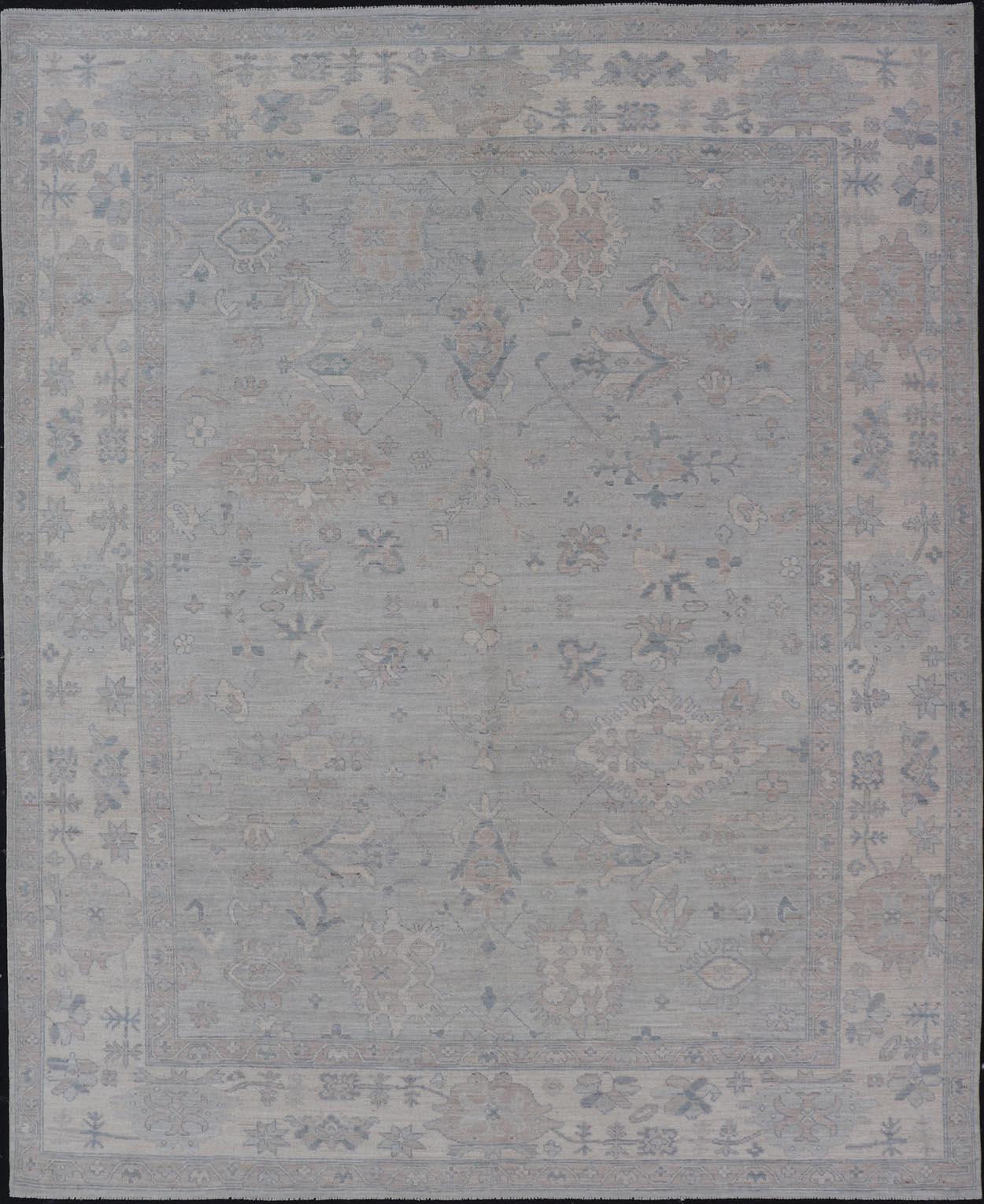 Modern All - Over Floral Oushak with Light Gray Background And Neutral Colors Keivan Woven Arts rug AWR - 8468 Country of Origin: Afghanistan Type: Oushak Design: Floral, All - Over, Abstract Floral. Measures: 9'0 x 11'9 This Oushak was hand - knott... - Keivan Woven ArtsAWR - 8468 - 21257Rug