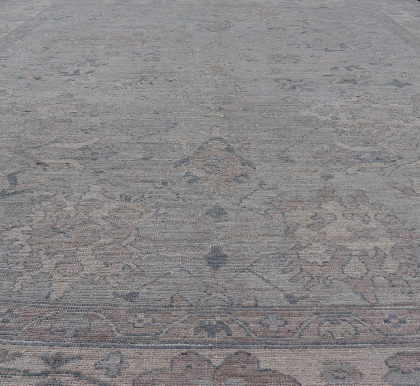 Modern All - Over Floral Oushak with Light Gray Background And Neutral Colors Keivan Woven Arts rug AWR - 8468 Country of Origin: Afghanistan Type: Oushak Design: Floral, All - Over, Abstract Floral. Measures: 9'0 x 11'9 This Oushak was hand - knott... - Keivan Woven ArtsAWR - 8468 - 21257Rug