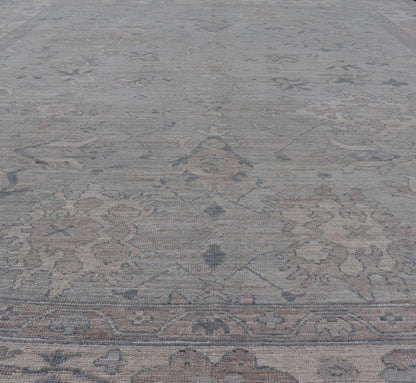 Modern All - Over Floral Oushak with Light Gray Background And Neutral Colors Keivan Woven Arts rug AWR - 8468 Country of Origin: Afghanistan Type: Oushak Design: Floral, All - Over, Abstract Floral. Measures: 9'0 x 11'9 This Oushak was hand - knott... - Keivan Woven ArtsAWR - 8468 - 21257Rug