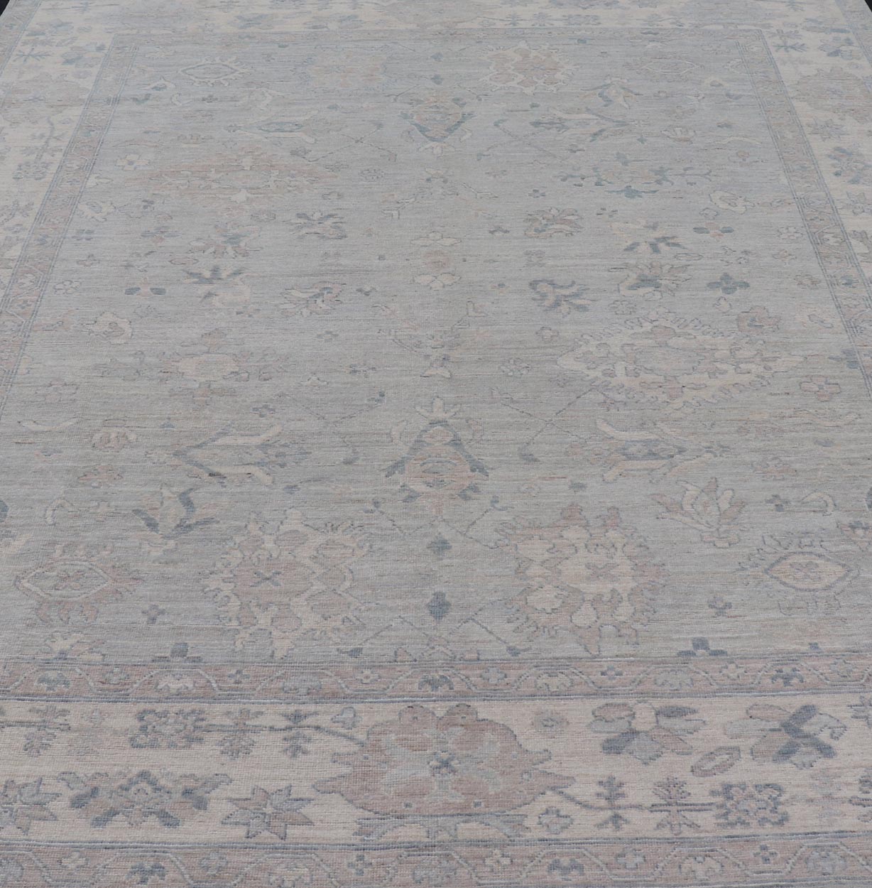 Modern All - Over Floral Oushak with Light Gray Background And Neutral Colors Keivan Woven Arts rug AWR - 8468 Country of Origin: Afghanistan Type: Oushak Design: Floral, All - Over, Abstract Floral. Measures: 9'0 x 11'9 This Oushak was hand - knott... - Keivan Woven ArtsAWR - 8468 - 21257Rug