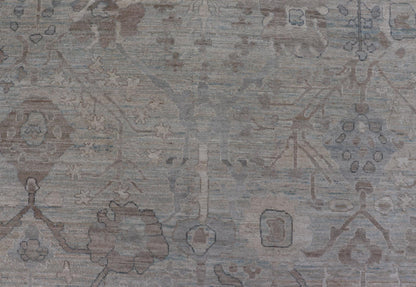 Modern Oushak Rug in Light Color Background with All - Over Tribal Motifs Country of Origin: Afghanistan; Type: Oushak; Design: Medallion, Tribal Medallion, All - Over; Keivan Woven Arts: rug AWR - 8470. 21st Century Measures: 9'8 x 13'6 Th... - Keivan Woven ArtsAWR - 8470 - 21281Rug