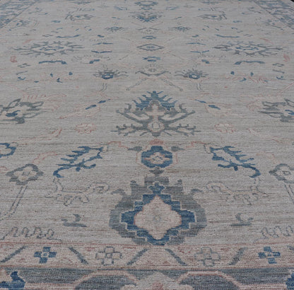 Modern Classic Oushak with Gray Colored Border and Light Silvery Gray Background Large Modern Oushak with Gray Colored Border and Light Silvery Gray Background. Country of Origin: Afghanistan; Type: Oushak; Design: Medallion, Tribal Medallion, ... - Keivan Woven ArtsAWR - 8521 - 21287Rug