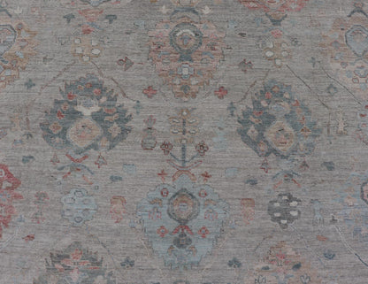 Modern All - Over Floral Oushak With Sand Background and Muted Accent Colors. Keivan Woven Arts: rug AWR - 8522 Country of Origin: Afghanistan Type: Oushak Design: All - Over, Floral, 21st Century. Measures: 8'11 x 11'11 Modern Oushak... - Keivan Woven ArtsAWR - 8522 - 21269Rug