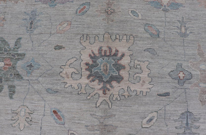 All Over Modern Floral Oushak with A Light Blue - Gray Field and Border With Color Keivan Woven Arts; rug AWR - 8546 Country of Origin: Afghanistan Type: Oushak Design: All - Over, Floral, Arabesque - Floral 21st Century Measures: 9'11 x 14'0 ... - Keivan Woven ArtsAWR - 8546 - 21293Rug