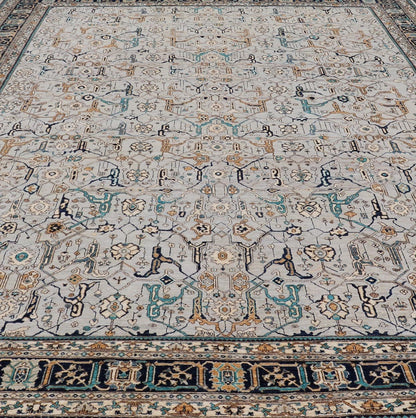 Finely Woven Large reproduction Bidjar rug in Gray, Blue, Teal and Light Orange Colors. Keivan Woven Arts/ rug /AWR - 8823, country of origin / type: Afghanistan/ Bidjar, circa Modern reproduction with very fine weave. Measures: 11'10 x 17'9 ... - Keivan Woven ArtsAWR - 8823 - 21299Rug