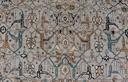 Finely Woven Large reproduction Bidjar rug in Gray, Blue, Teal and Light Orange Colors. Keivan Woven Arts/ rug /AWR - 8823, country of origin / type: Afghanistan/ Bidjar, circa Modern reproduction with very fine weave. Measures: 11'10 x 17'9 ... - Keivan Woven ArtsAWR - 8823 - 21299Rug