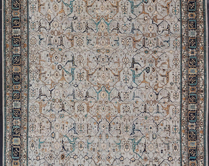 Finely Woven Large reproduction Bidjar rug in Gray, Blue, Teal and Light Orange Colors. Keivan Woven Arts/ rug /AWR - 8823, country of origin / type: Afghanistan/ Bidjar, circa Modern reproduction with very fine weave. Measures: 11'10 x 17'9 ... - Keivan Woven ArtsAWR - 8823 - 21299Rug