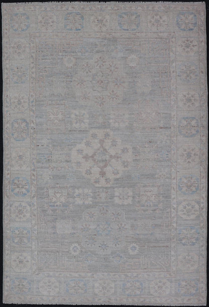 Contemporary Khotan with Circular Medallions in Light Colors. Contemporary Khotan with Circular Medallions in Light Colors. Contemporary Small size Khotan with Circular Medallions in Light Colors. Country of Origin: Afghanistan; Type: K... - Keivan Woven ArtsAWR - 8973 - 21305Rug