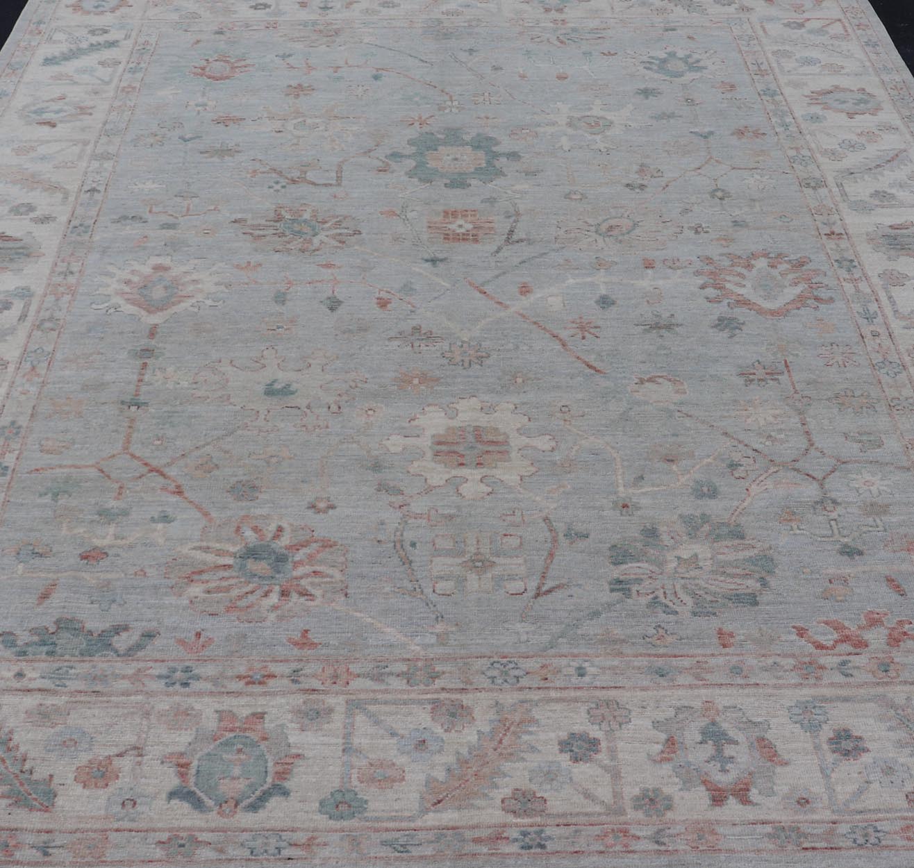 Modern Tribal Oushak with Muted Background in Wool With All - Over Design Modern Tribal Oushak with Muted Background in Wool With All - Over Design Keivan Woven Arts; rug AWR - 9008 Country of Origin: Afghanistan Type: Oushak Design: All - Over, Floral,... - Keivan Woven ArtsAWR - 9008 - 21317Rug