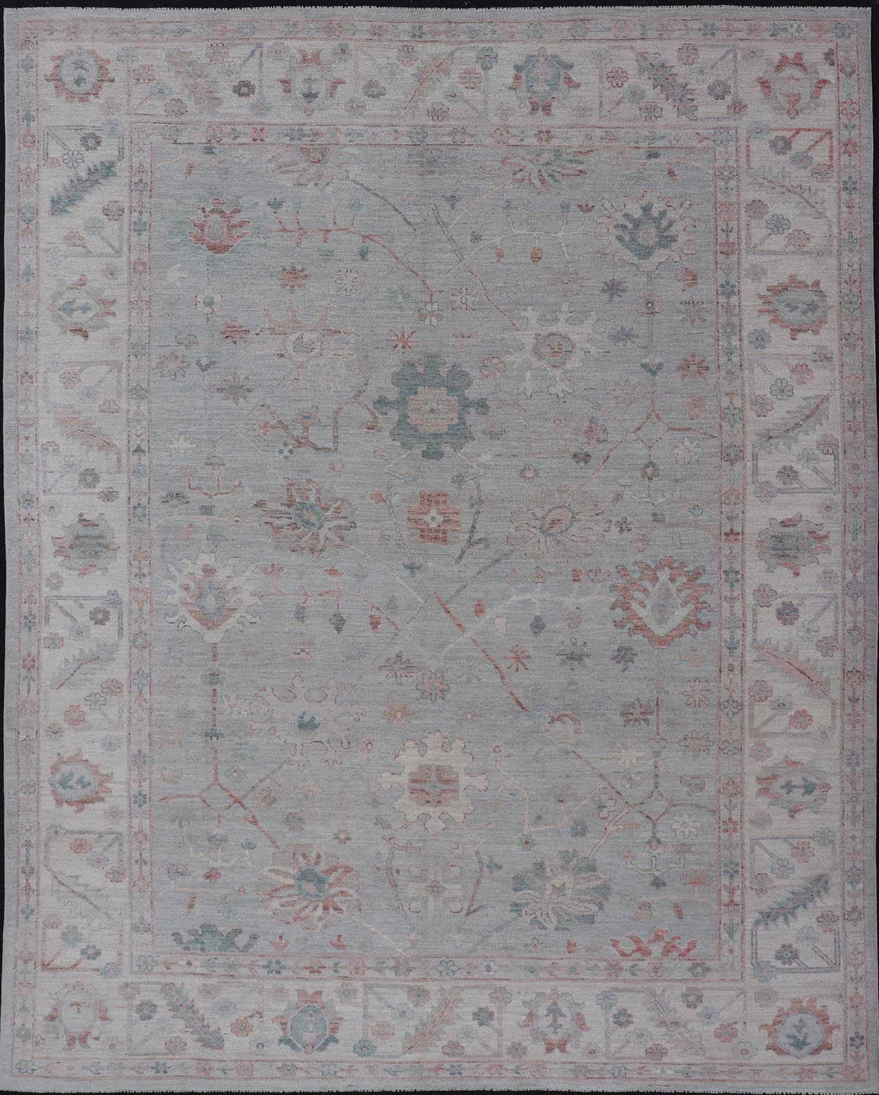 Modern Tribal Oushak with Muted Background in Wool With All - Over Design Modern Tribal Oushak with Muted Background in Wool With All - Over Design Keivan Woven Arts; rug AWR - 9008 Country of Origin: Afghanistan Type: Oushak Design: All - Over, Floral,... - Keivan Woven ArtsAWR - 9008 - 21317Rug