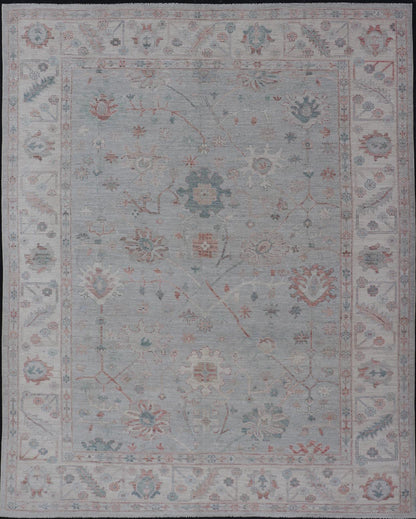 Modern Tribal Oushak with Muted Background in Wool With All - Over Design Modern Tribal Oushak with Muted Background in Wool With All - Over Design Keivan Woven Arts; rug AWR - 9008 Country of Origin: Afghanistan Type: Oushak Design: All - Over, Floral,... - Keivan Woven ArtsAWR - 9008 - 21317Rug