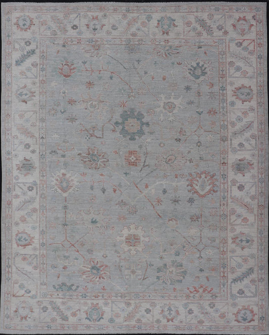 Modern Tribal Oushak with Muted Background in Wool With All - Over Design Modern Tribal Oushak with Muted Background in Wool With All - Over Design Keivan Woven Arts; rug AWR - 9008 Country of Origin: Afghanistan Type: Oushak Design: All - Over, Floral,... - Keivan Woven ArtsAWR - 9008 - 21317Rug