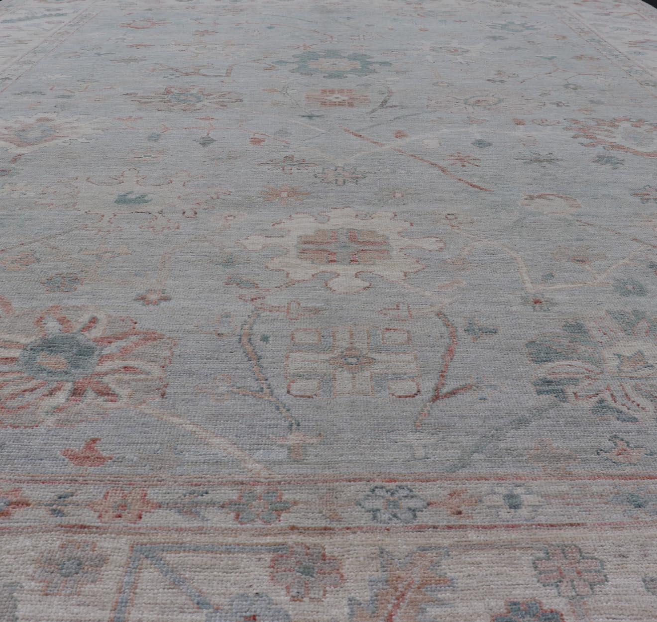 Modern Tribal Oushak with Muted Background in Wool With All - Over Design Modern Tribal Oushak with Muted Background in Wool With All - Over Design Keivan Woven Arts; rug AWR - 9008 Country of Origin: Afghanistan Type: Oushak Design: All - Over, Floral,... - Keivan Woven ArtsAWR - 9008 - 21317Rug