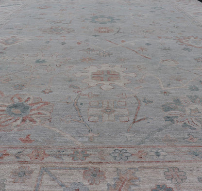 Modern Tribal Oushak with Muted Background in Wool With All - Over Design Modern Tribal Oushak with Muted Background in Wool With All - Over Design Keivan Woven Arts; rug AWR - 9008 Country of Origin: Afghanistan Type: Oushak Design: All - Over, Floral,... - Keivan Woven ArtsAWR - 9008 - 21317Rug