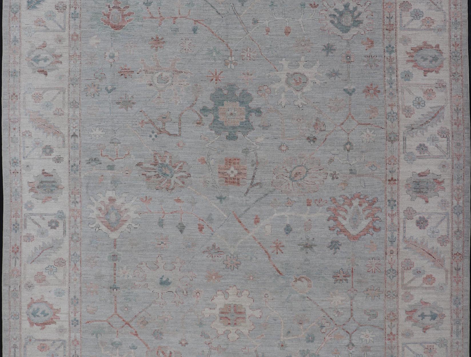 Modern Tribal Oushak with Muted Background in Wool With All - Over Design Modern Tribal Oushak with Muted Background in Wool With All - Over Design Keivan Woven Arts; rug AWR - 9008 Country of Origin: Afghanistan Type: Oushak Design: All - Over, Floral,... - Keivan Woven ArtsAWR - 9008 - 21317Rug