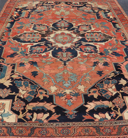 very Finely Woven Antique Persian Serapi Rug with Bold Geometric Medallion Design. Keivan Woven Arts/ rug / B - 0109. Iran/ Serapi Late 19th Century. Antique Persian Serapi rug. Fine decorative antique Serapi. Measures: 10'1 x 14'1 The term... - Keivan Woven ArtsB - 0109 - 445Rug