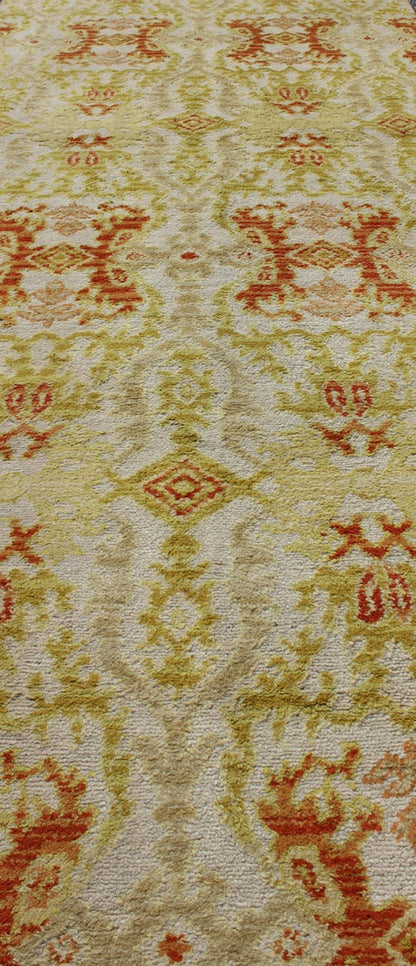Green, Yellow, Orange Antique Spanish Runner Fragment of a Larger Antique Rug. Green, yellow, orange antique Spanish runner feat. in Atlanta homes and lifestyles, rug B - 0304 - B, country of origin / type: Spain / Spanish, circa 1920 Measur... - Keivan Woven ArtsB - 0304 - B - 1500Rug