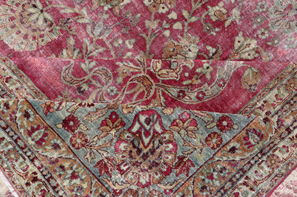 Distressed Antique Persian Lavar Kerman Rug in All - Over Intricate Floral Design. Keivan Woven Arts / rug B - 0404, country of origin / type: Iran / Kerman , circa 1900. Measures: 12'9 x 17'2 This magnificent antique Kerman carpet from 1900 is an ... - Keivan Woven ArtsB - 0404 - 163