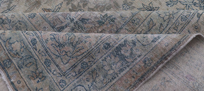 Very Large Antique Amritsar Rug with Flower & Leaf Design in Blush, Blue, Brown. Mansion sized antique Amritsar rug in blush, light blue, light brown, medium blue, gray and ivory. rug/B - 0410 Measures: 15'2 x 23' This fabulous palac... - Keivan Woven ArtsB - 0410 - 317